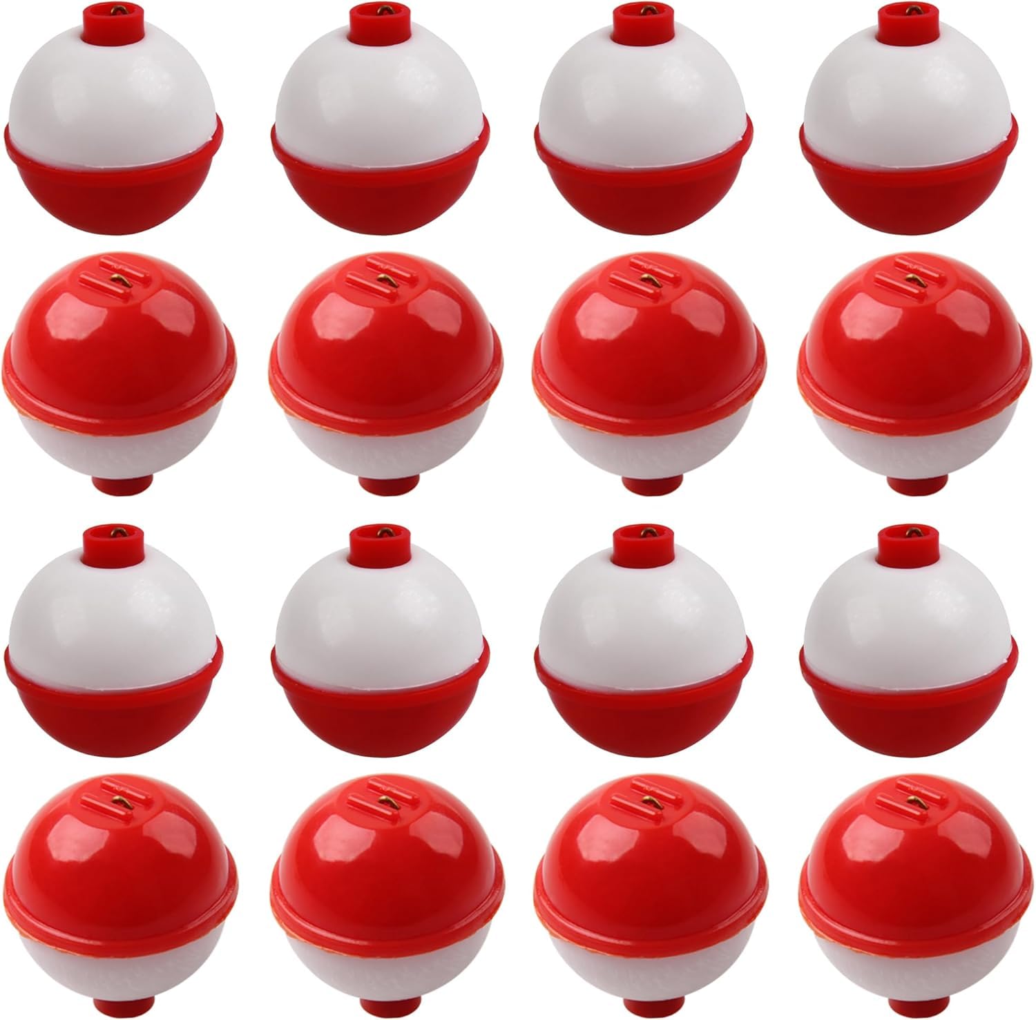Fishing Folats Bulk Hard ABS Bobbers Snap-on Floats Push Button Round Buoy Float Bobbers for Crappie Panfish Walleyes Red and White 0.75"/1"/1.25"/1.5"/1.75"/2"/2.5"