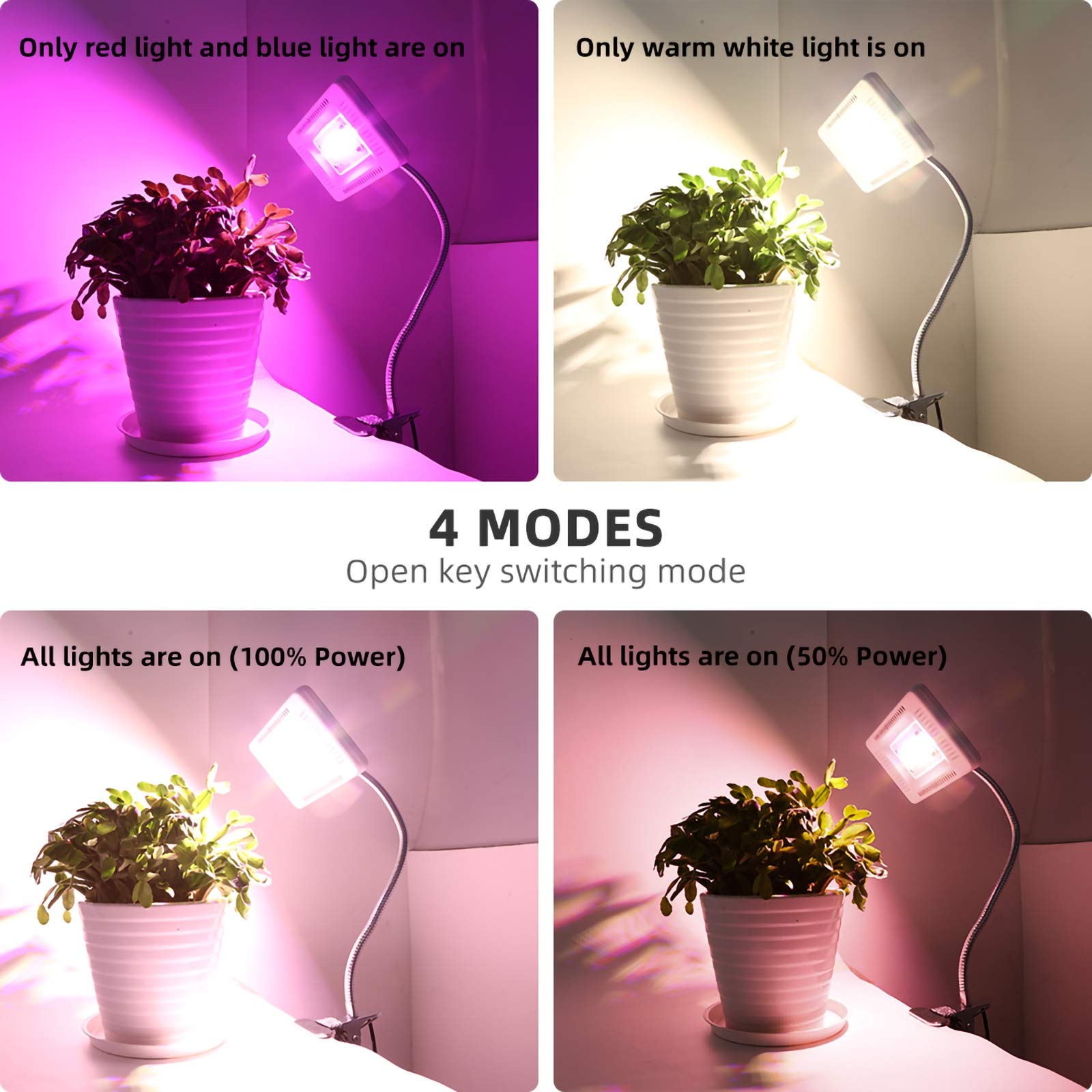 Oświetlenie LED do uprawy 25W Pełne spektrum IP67 Wodoodporne oświetlenie do uprawy roślin z 4 trybami kolorów Lampa do uprawy dla roślin Kwiaty Sadzonki Rosnąca lampa fito