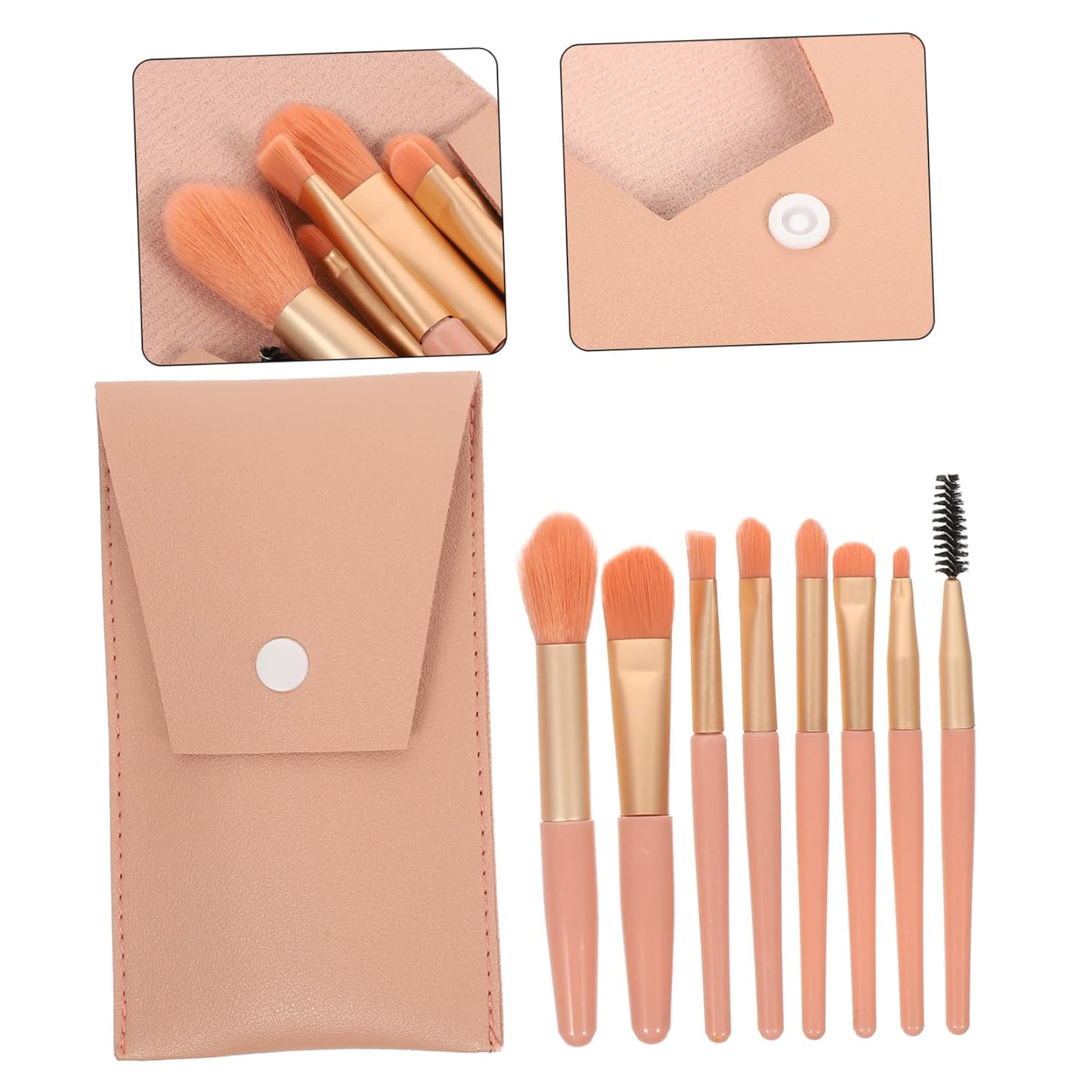 8 Piece Mini Makeup Brush Set with Wooden Handle for Women image 4