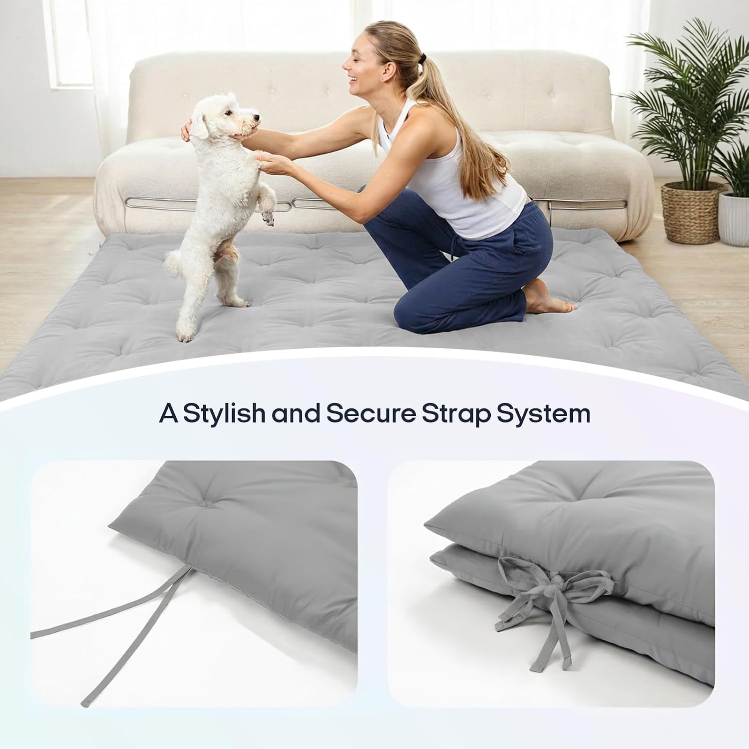 Syrinx Water Resistant Japanese Futon Mattress, Full Size 75"x54", 2.5 Inch Thick Japanese Floor Mattress Tatami Mat, Foldable Floor Bed Sleeping Pad for Dormitory Guest Room Camping