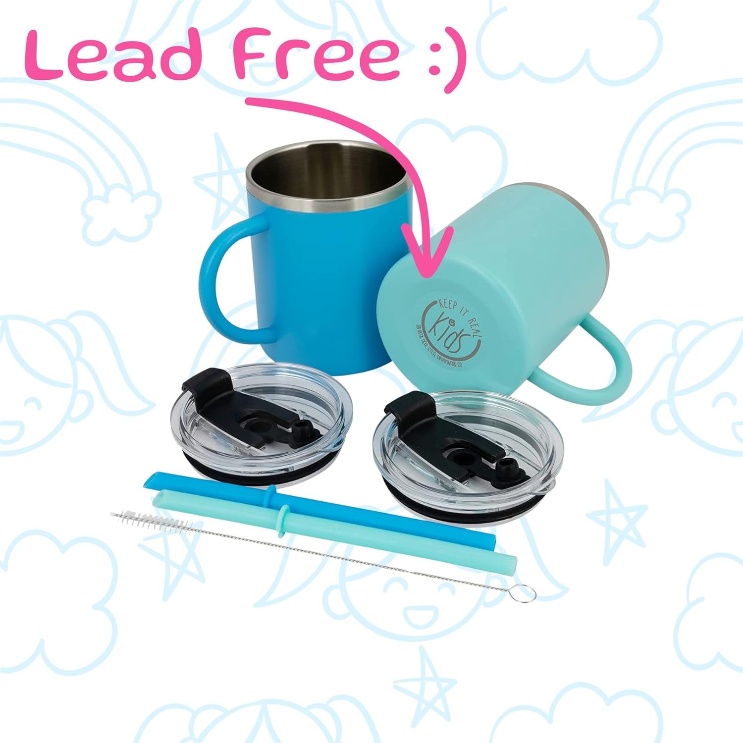 Real Deal Steel "Keep it Real Kids Mugs - 100% Lead and BPA Free Kids Coffee Mug for Hot Chocolate - Set of 2 - Image 4
