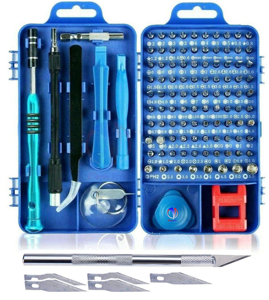 Mass Pro 1 Knife Blade + 110PCs Multi-function Precision Screwdriver Set Magnetic Torx Repair Tools Kit Precision Screwdriver Set (Pack of 111)