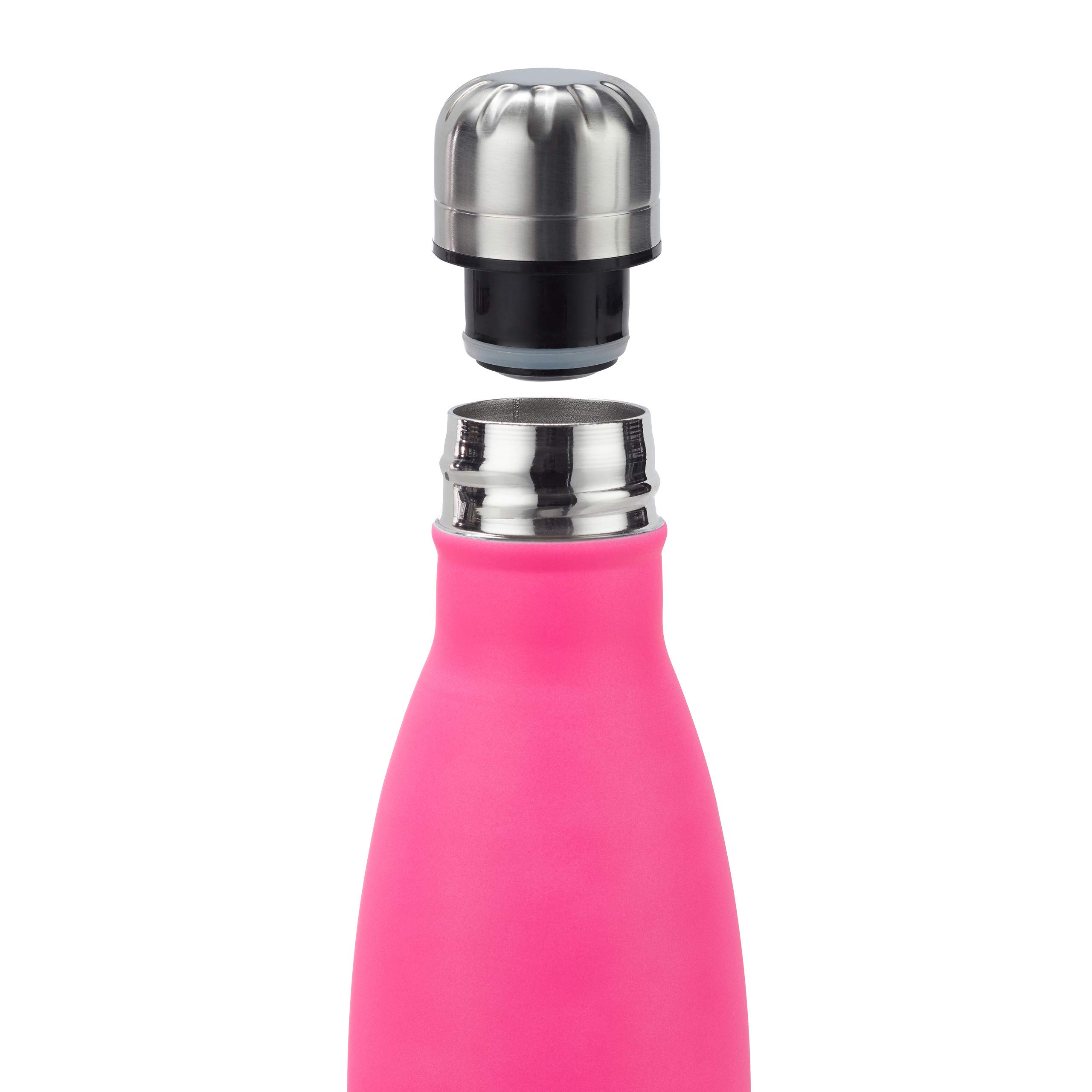 9x Bottiglia Termica in Acciaio Inox, Chiusura Ermetica, per Bevande Calde e Fredde, Borraccia Isolante 500 ml, rosa