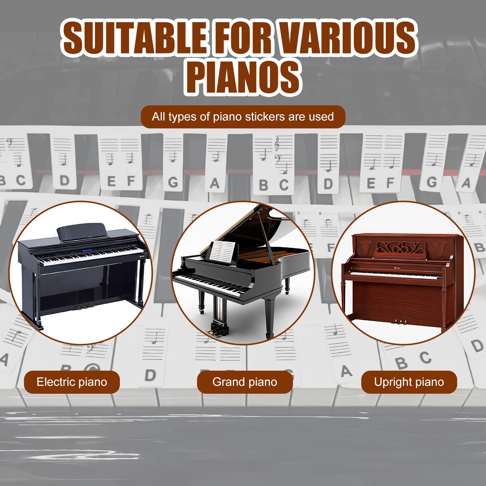 Removable Piano Keyboard Stickers for Beginners Piano Notes Guide - Image 4