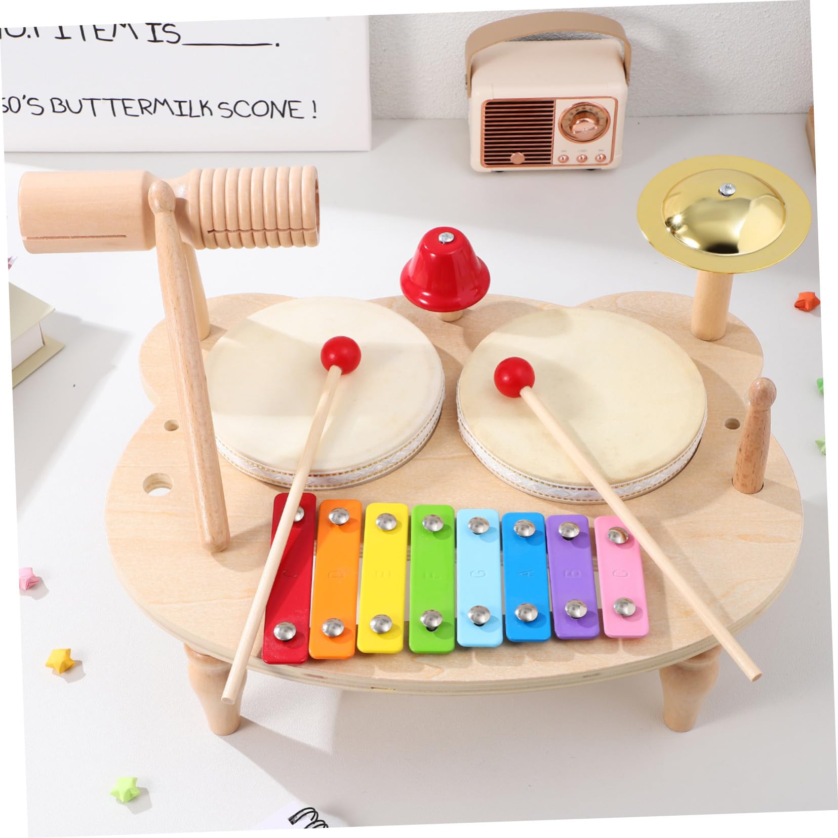 Xilófono de Madera Pequeño para Instrumentos de Percusión Infantil | Kit Musical Colorido, Sonido Claro y Efectos Ricos, Obsequio para Pequeño, Mazos de Madera Incluidos