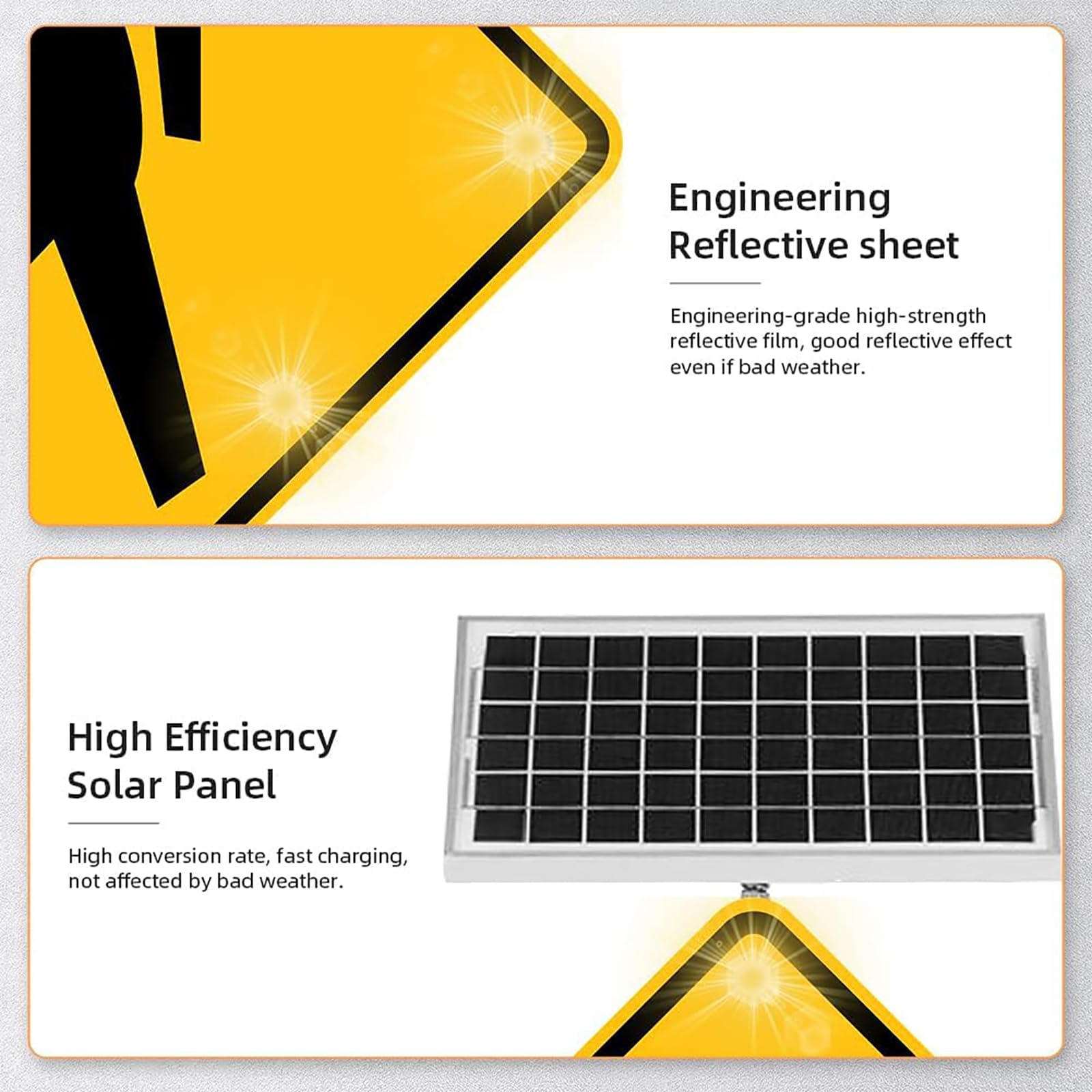 Señal solar de cruce peatonal, LED parpadeante, señal de advertencia reflectante para parques comunitarios, escuelas, carreteras urbanas, luz guía de seguridad callejera