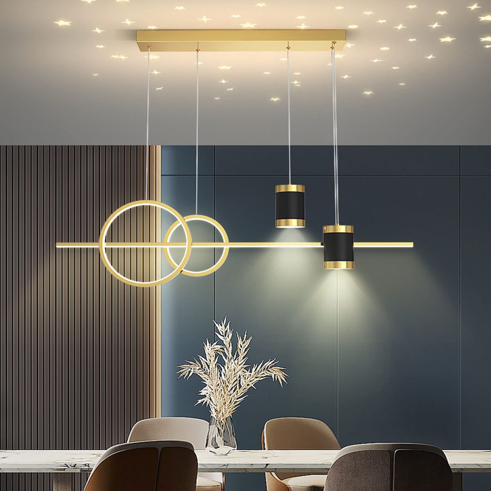 Jadalnia lampa wisząca LED do ściemniania, nowoczesna lampa sufitowa LED do salonu żyrandole z pilotem LED Nowoczesna lampa sufitowa do salonu, sypialni, kuchni, kawiarni, baru, oświetlenia sufitowego