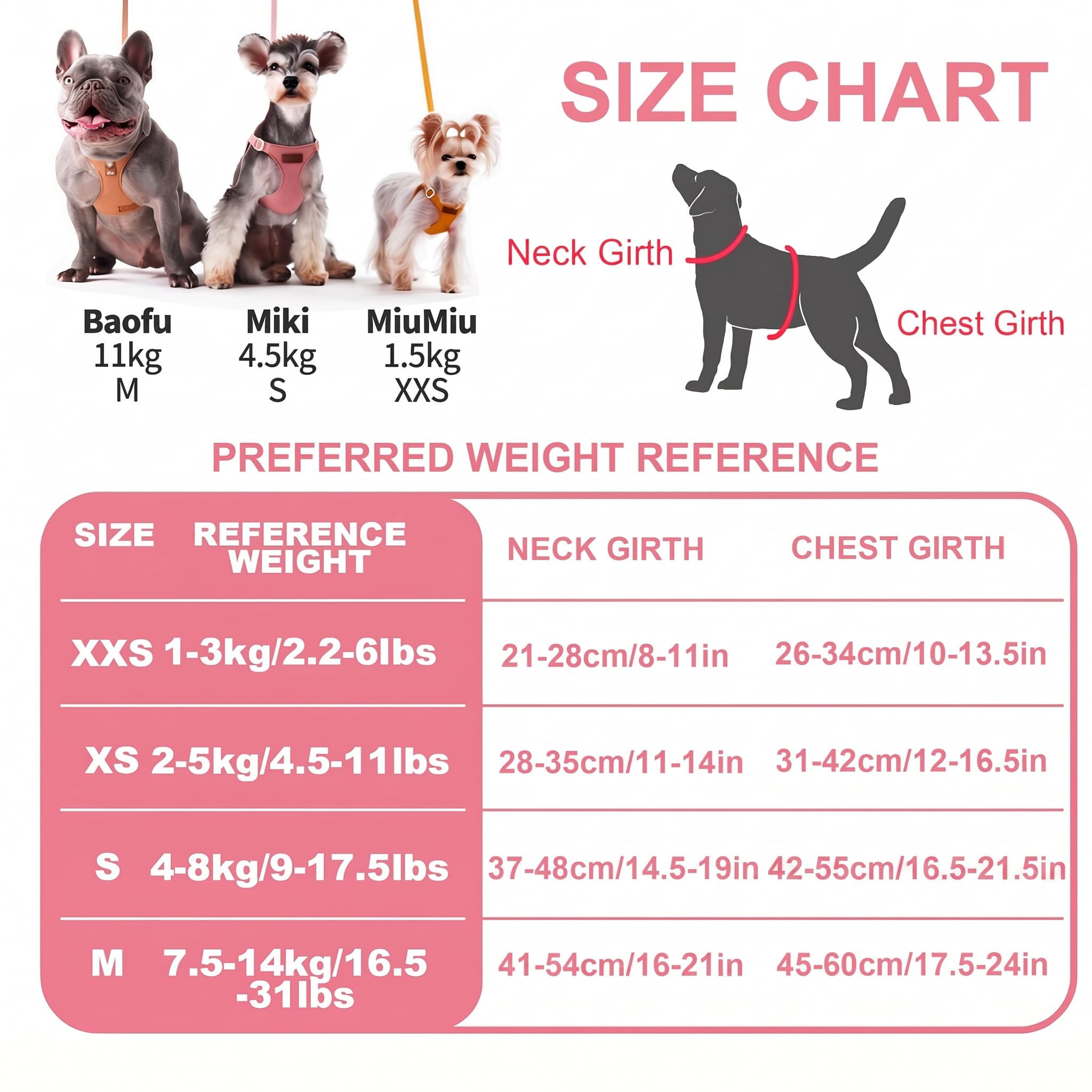 Puppytie Juego de arnés y correa para perro pequeño, lunares rosados, M (16-31 libras) | Arnés para perro de tamaño pequeño, suave y ligero, correa multifunción para perro, arnés para perro de tamaño mediano
