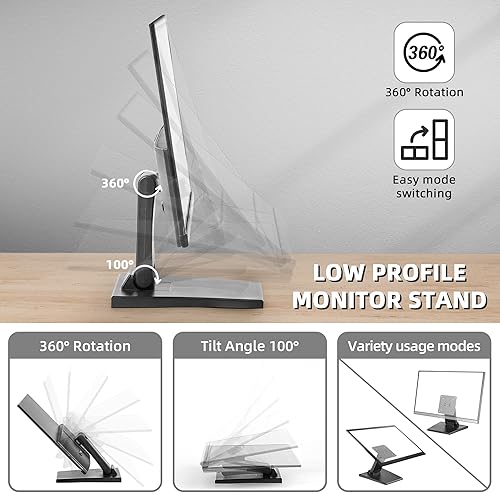 Miniatura 3 de WEARSON Soporte de TV LCD ajustable Soporte de escritorio plegable para monitor de metal con orificio VESA 2.953x2.953 in y 3.937x3.937 in (WS-03A2)