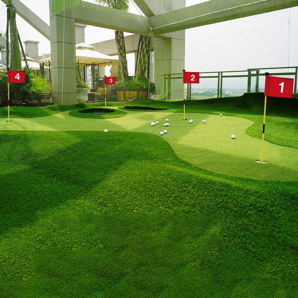 4 bandiere da golf con pali, bandiere verdi impermeabili per allenamento al chiuso e all'aperto, accessori verdi per cortile