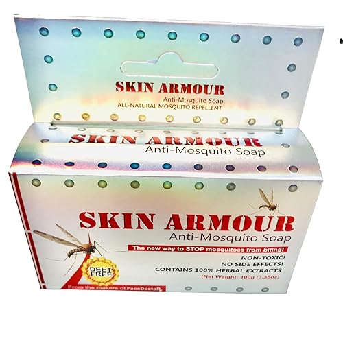 Skin Armour - Barra de jabón antimosquitos – Jabón natural sin DEET para una protección duradera – 100% extracto de hierbas repelente de mosquitos,