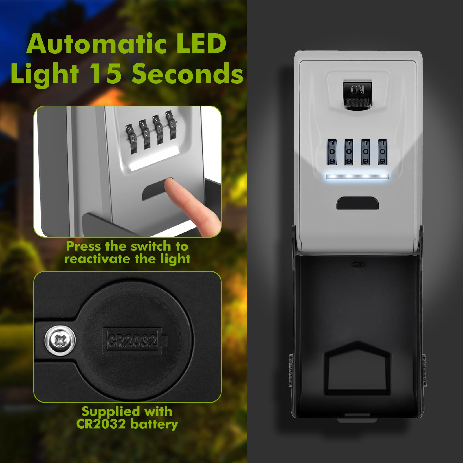 Caja de Seguridad para Llaves con Iluminación, Impermeable Cajetin Llaves con Codigo, para Hogar, Garaje, Oficina