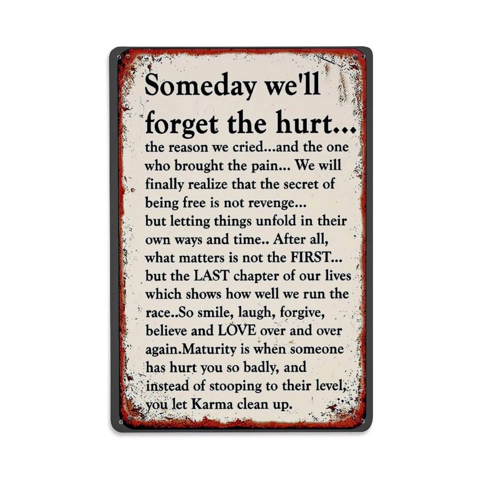 Jdfenggu Vintage Someday We'll Forget The Hurt Retro Metal Tin Sign, Decor Art Poster For Bar, Home, Man Cave, Kitchen, Laundry Room Gift 8X12inch
