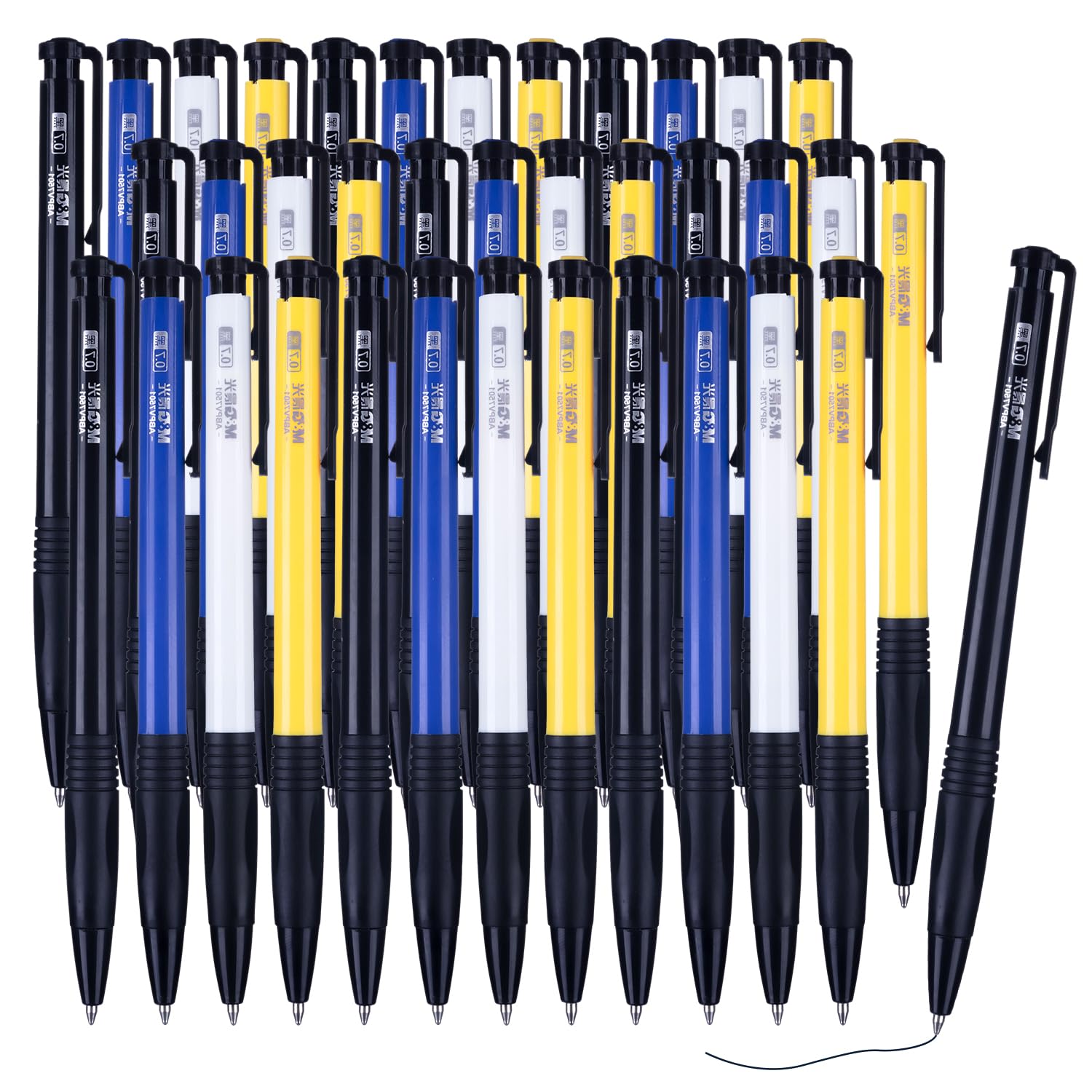 M&G Ballpoint Pens, 36 Pcs Retractable Ballpoint Pens Black Ink 0.7mm, Medium Point Ballpoint Pens Bulk, Ballpoint Pens Smooth Writing for Notebook Signature Note-Taking School Office Women Men