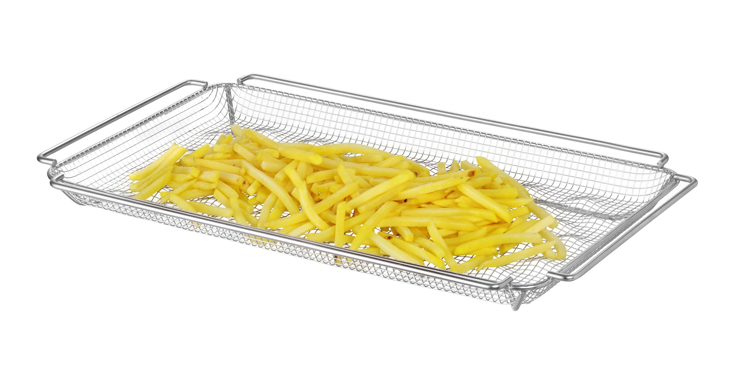 HENDI Cesta de asar para patatas fritas, GN1/1, CONVECTOMAT, para hornos, fondo ondulado, resiste hasta 200°C, bandeja para horno, cesta para freír, 530x325x(H)40mm, acero inoxidable
