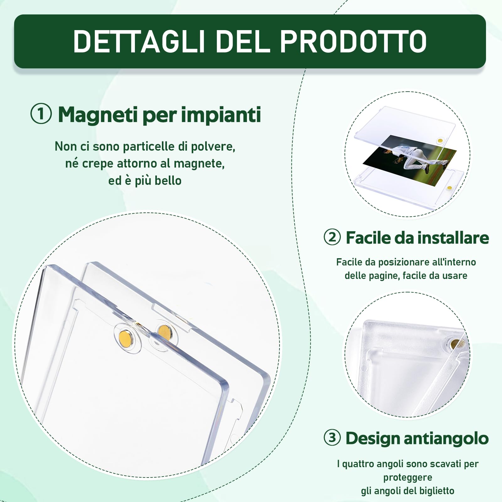 2 Pezzi Carte Cornici Acriliche Magnetiche 35PT Con 2 Supporti Impermeabile Uv Protettivo Trasparente Magnetic Trading Card Holder Per Schede Del Gioco Carte Sportive Carte Da Collezione