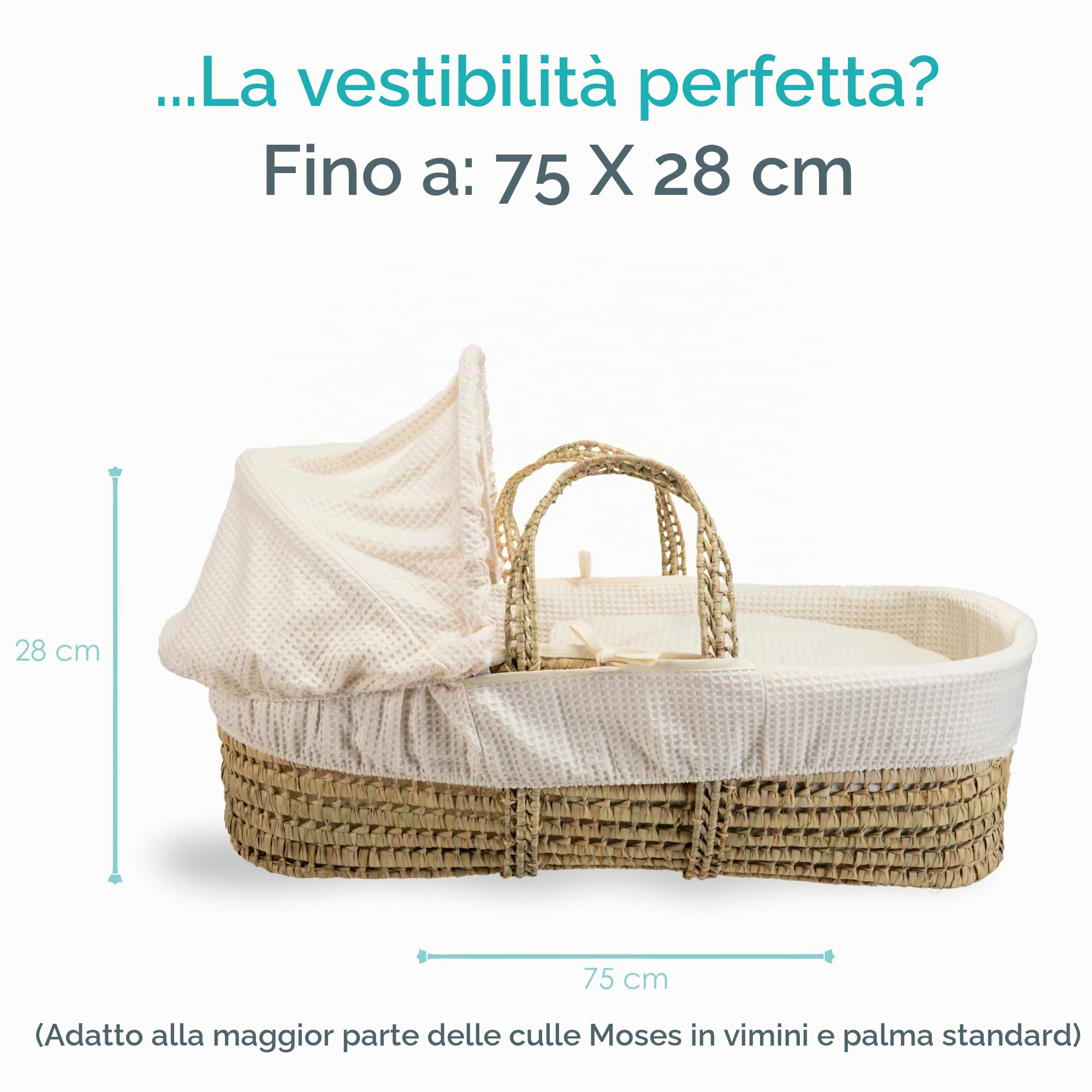 Clair de Lune Set di biancheria da letto a nido d'ape (cestino non incluso) – (panna)