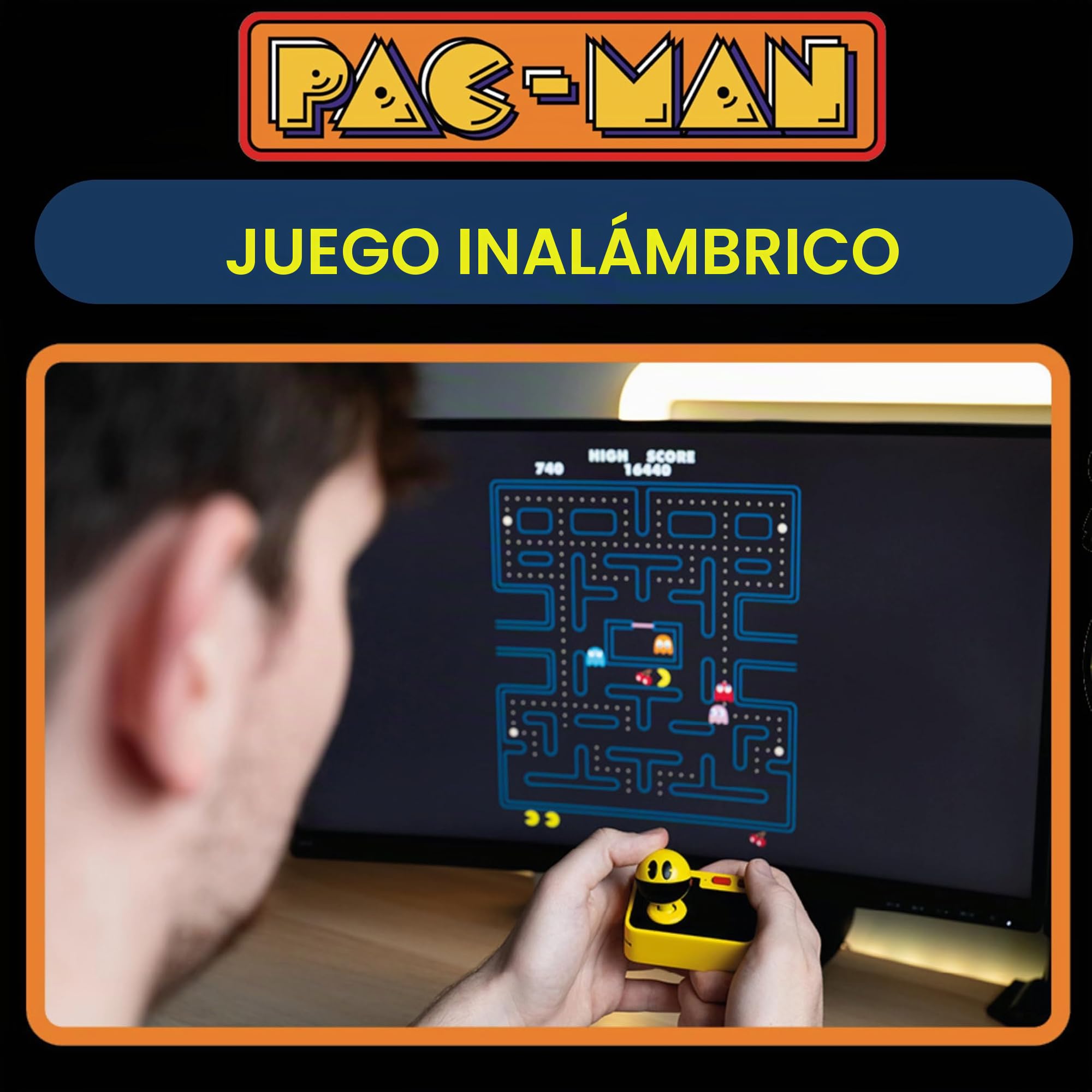 Fizz Creations Pac-Man Plug & Play. Juego de Arcade Retro para Juegos. Controlador inalámbrico. Incluye Cable HDMI. Juego clásico de Pac Man.