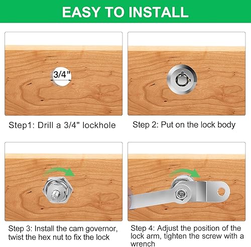 Miniatura 6 de Paquete de 2 cerraduras de caja de herramientas con llaves, cerradura de gabinete de 58 pulgadas con llave similar, cerradura de repuesto para caja
