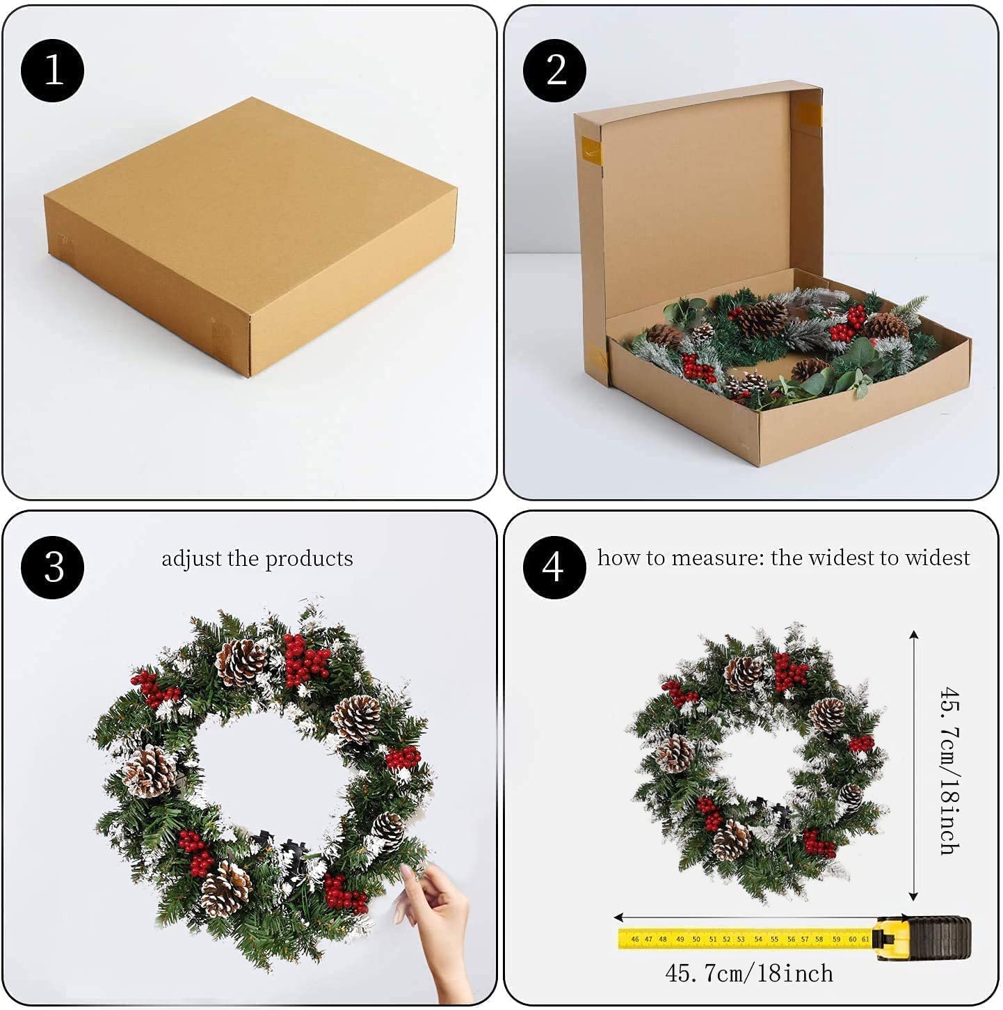 Corona de Navidad, corona de Navidad con luces, pequeña corona de Navidad artificial, copo de nieve de invierno, corona de Navidad para colgar en la puerta, decoración de Navidad
