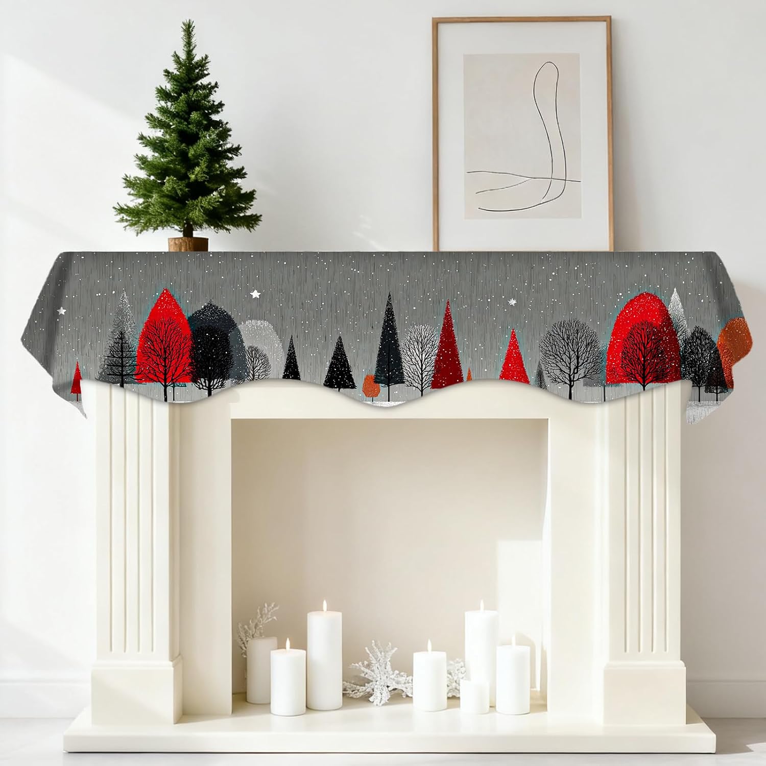 Nuxovilar Winter Tree Mantel Scarf Polyester 19x79 in