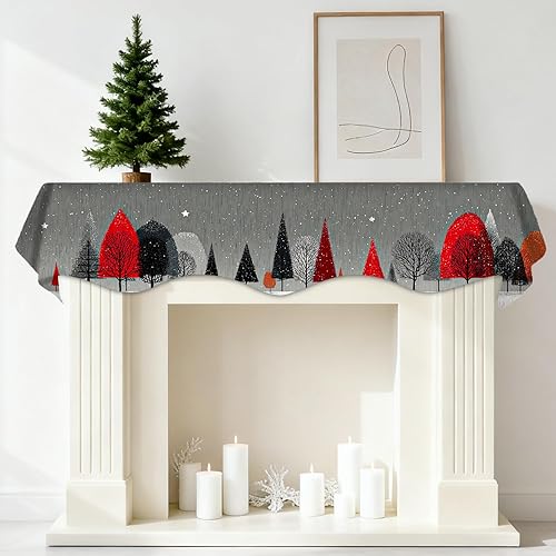 Nuxovilar Mantel Scarf Cover Polyester 19x79 Inches - Christmas Artistic