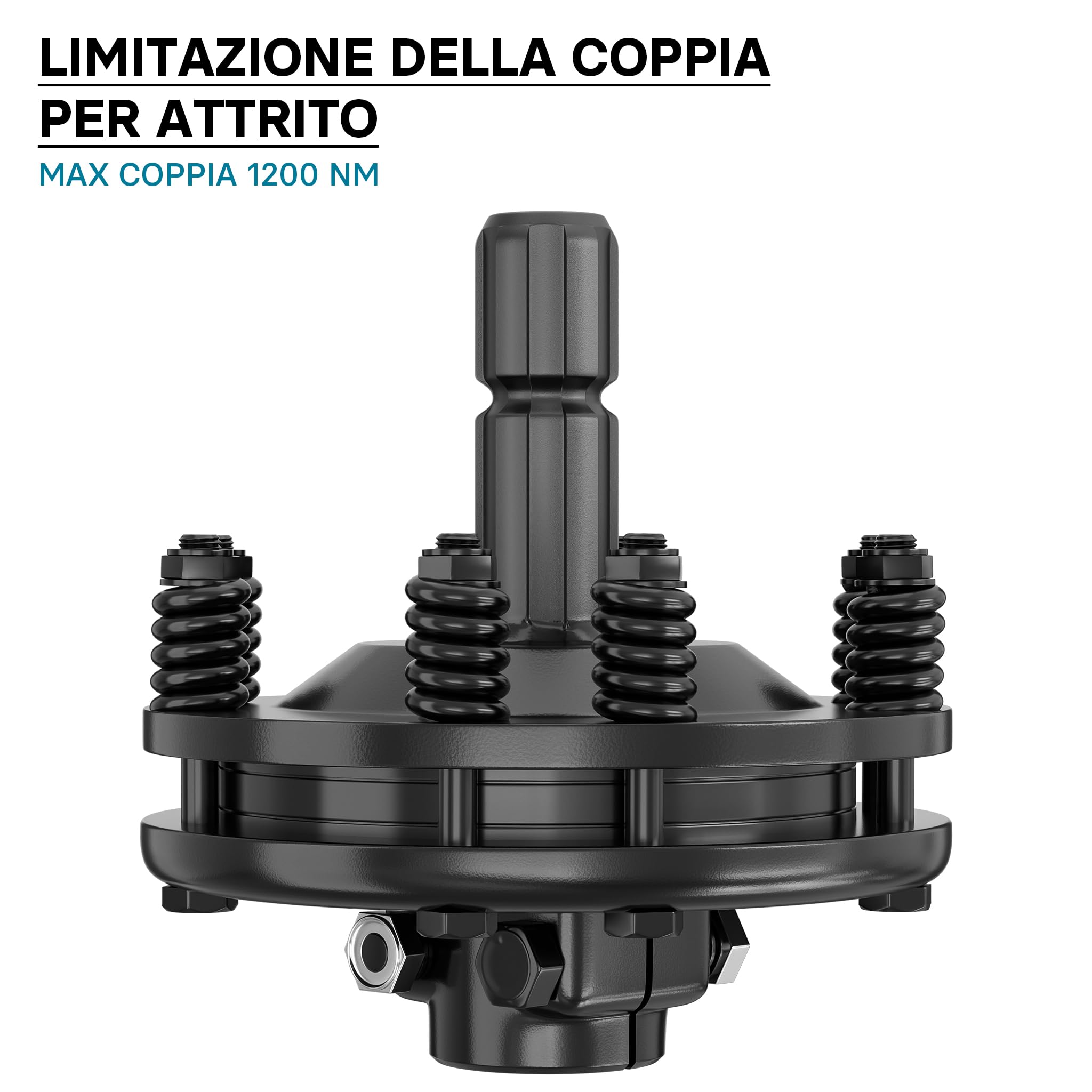 Wiltec Frizione per Albero cardanico scanalato a 6 Denti Filetto Esterno e Interno 1 3/8" Max 1200Nm Nero