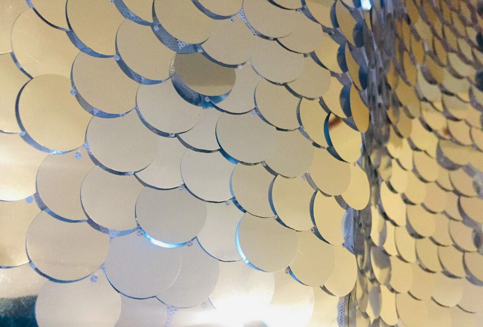 18mm Sequin Fabric Material, 2 Way Stretch/Wedding, Dress, Backdrop /130cm Wide/Sparkling Silver Sequins (Sold by the metre)