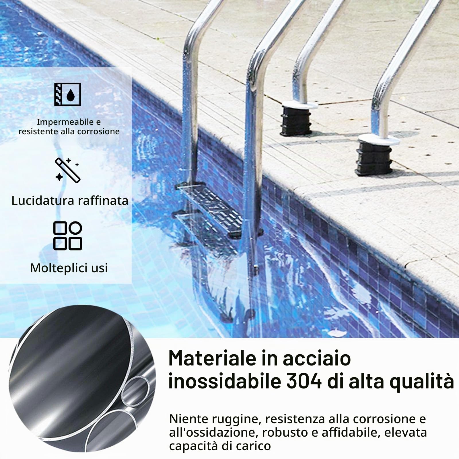 Gradini Per Scaletta Piscina, 3 Pezzi Gradino Antiscivolo Per Piscina Scala Di Ricambio In Acciaio Inox Generale Per Scaletta ScalaPiscina Accessori Antiscivolo Parti Pedale