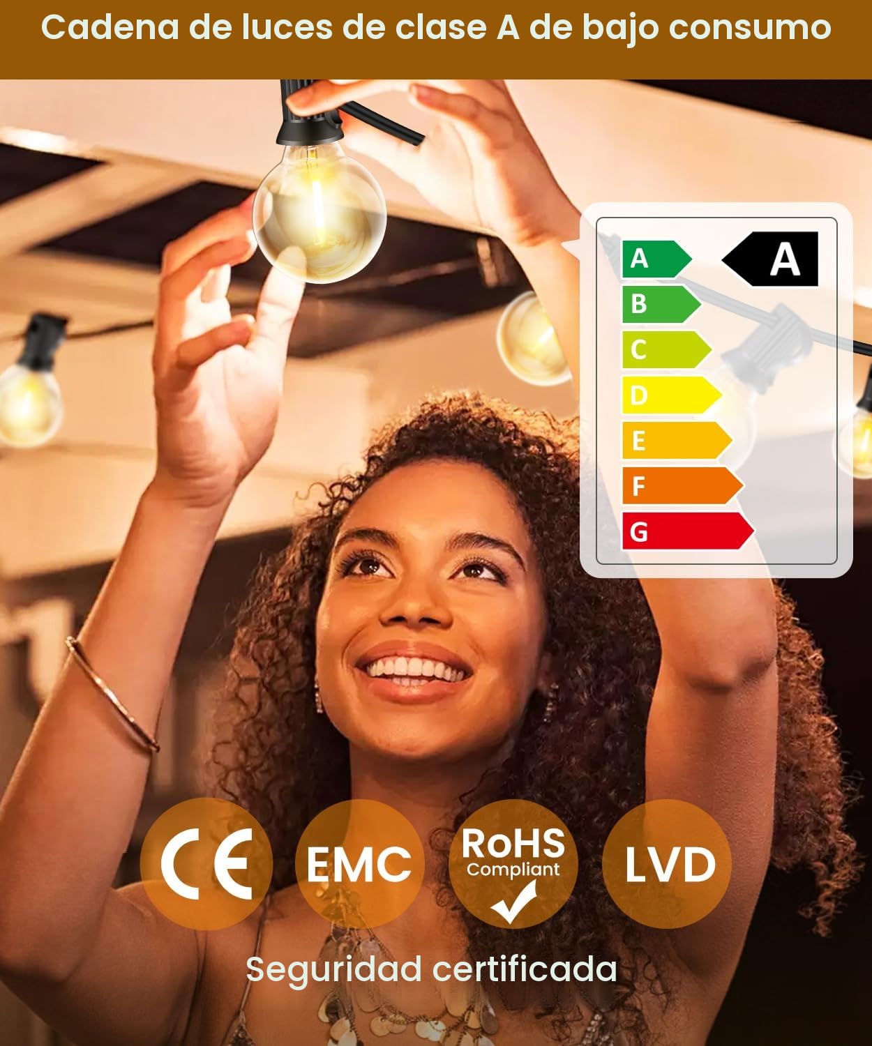 Guirnalda Luces Exterior, 30M 50+3 G40 Bombillas Luces Led Interior Jardin Inastillable, 2700K Impermeable Cadena Luces con Enchufe Ideal para Terraza,Fiestas,Bodas,Patio,Cafe,Pergola,Navid