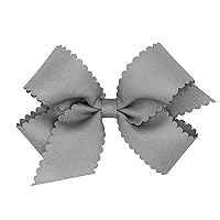 Vista 44 de Wee Ones Lazo clásico de grogrén para niñas con bordes festoneados, pinza antideslizante para el cabello, hecho a mano, blanco antiguo, mini