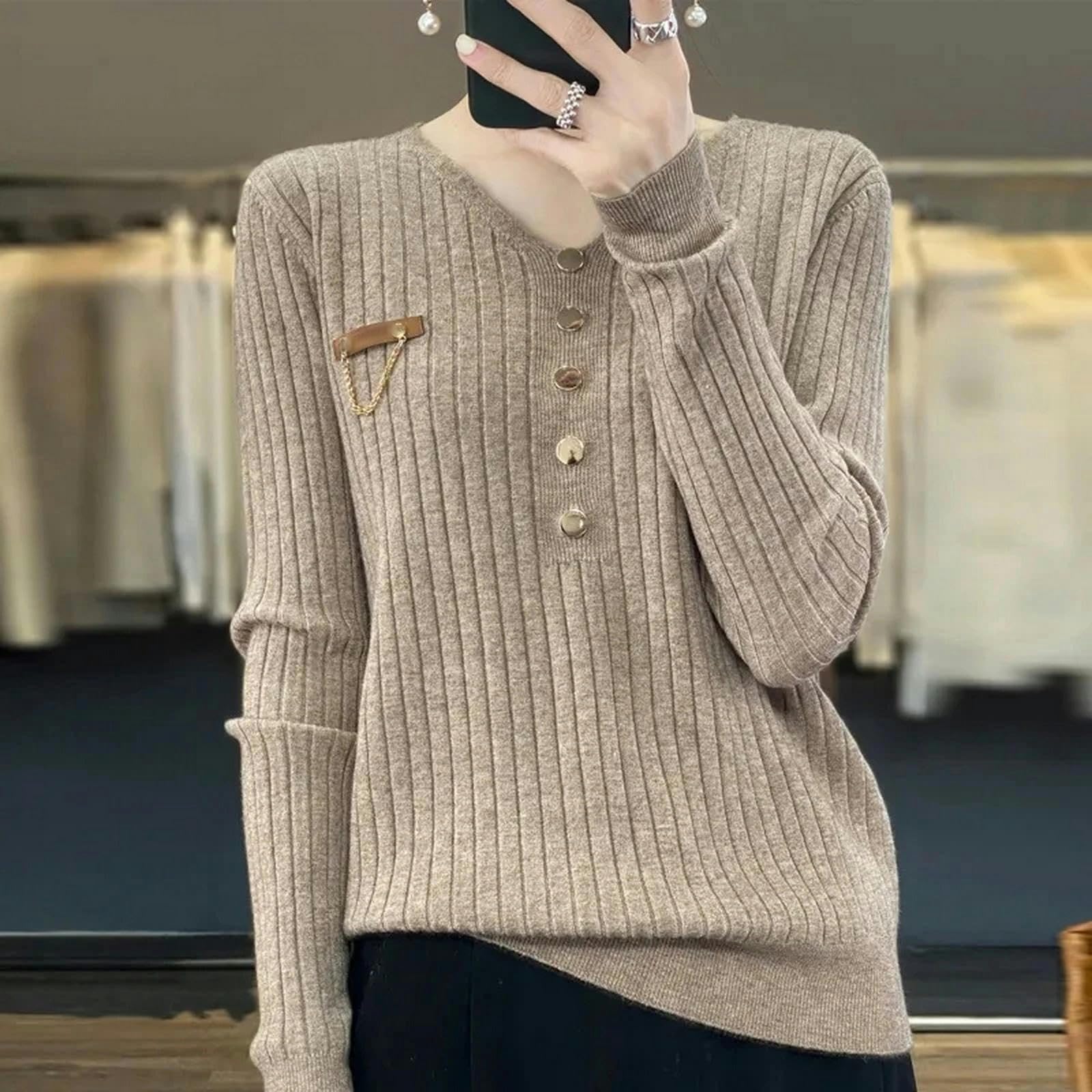 Sweter dla kobiet swetry damskie wiosna jesień dekolt w serek dzianinowe swetry luźna koszula sweter jednolity sweter