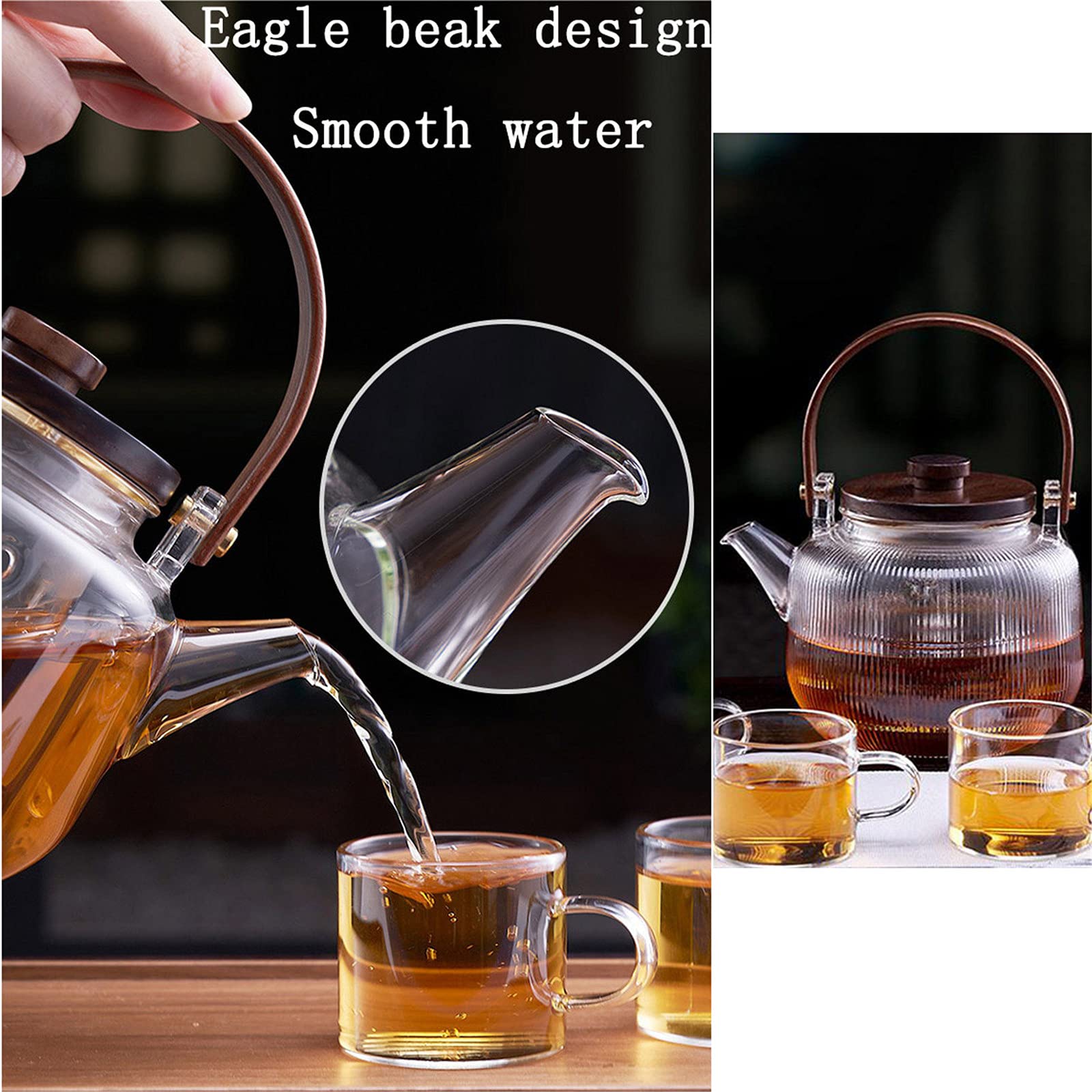 BAIYA Théière en Verre,Théière avec Infuseur,Bouilloire en Vrac à Thé en Verre à Haute Teneur en Borosilicate (Vertical Lines BAIYA Théière en Verre,Théière avec Infuseur,Bouilloire en Vrac à Thé en Verre à Haute Teneur en Borosilicate (Vertical Lines
