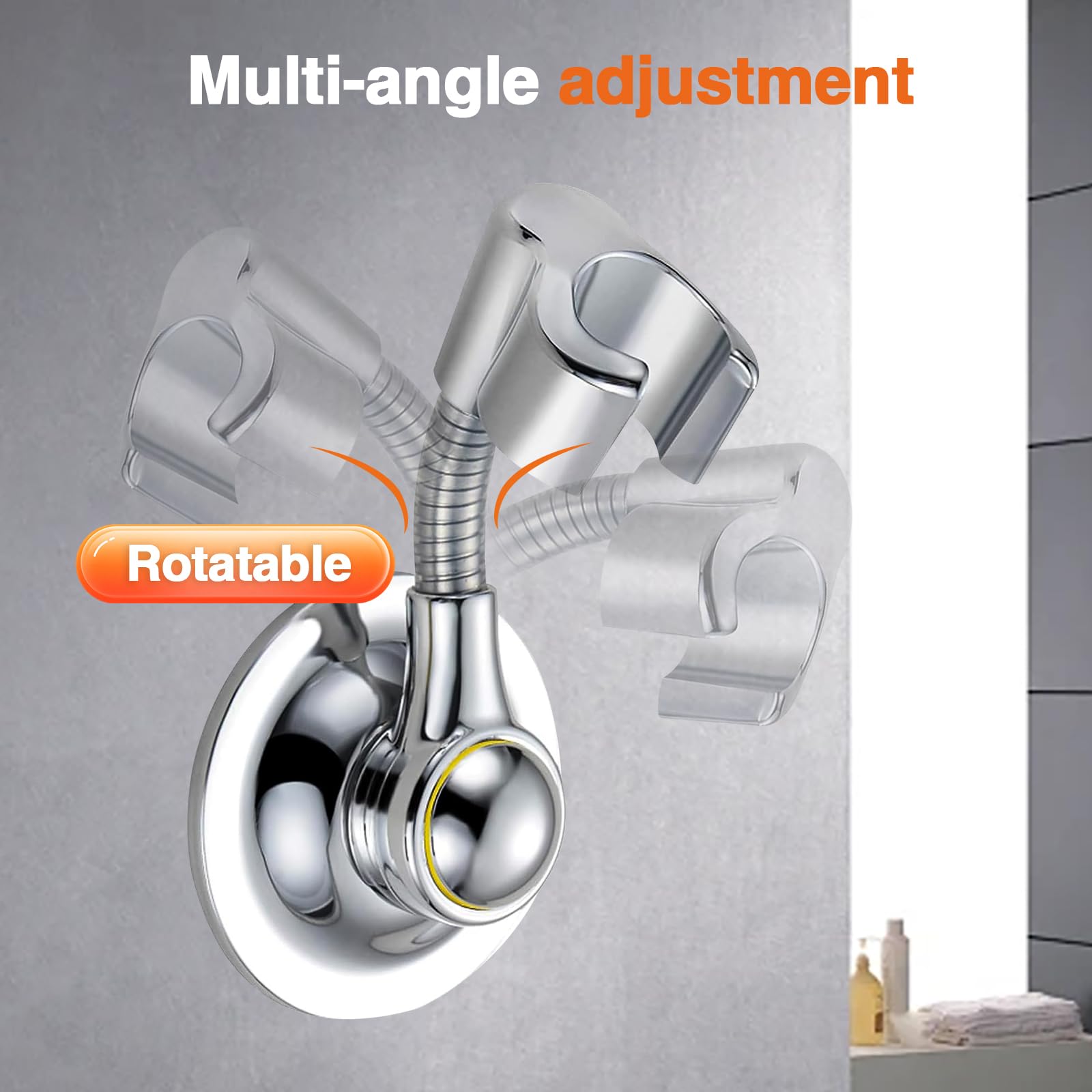 APAKA Shower Head Holder Suction Cup, Without Drilling, Adjustable Shower Holder Bracket, Swivel Shower Head Holder - Image 4