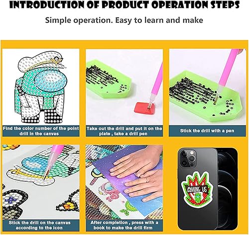 Miniatura 4 de Kit de calcomanías de pintura de diamante 5D para niños, entre juegos, pintura de mosaico, puntos por números, manualidades, manualidades,