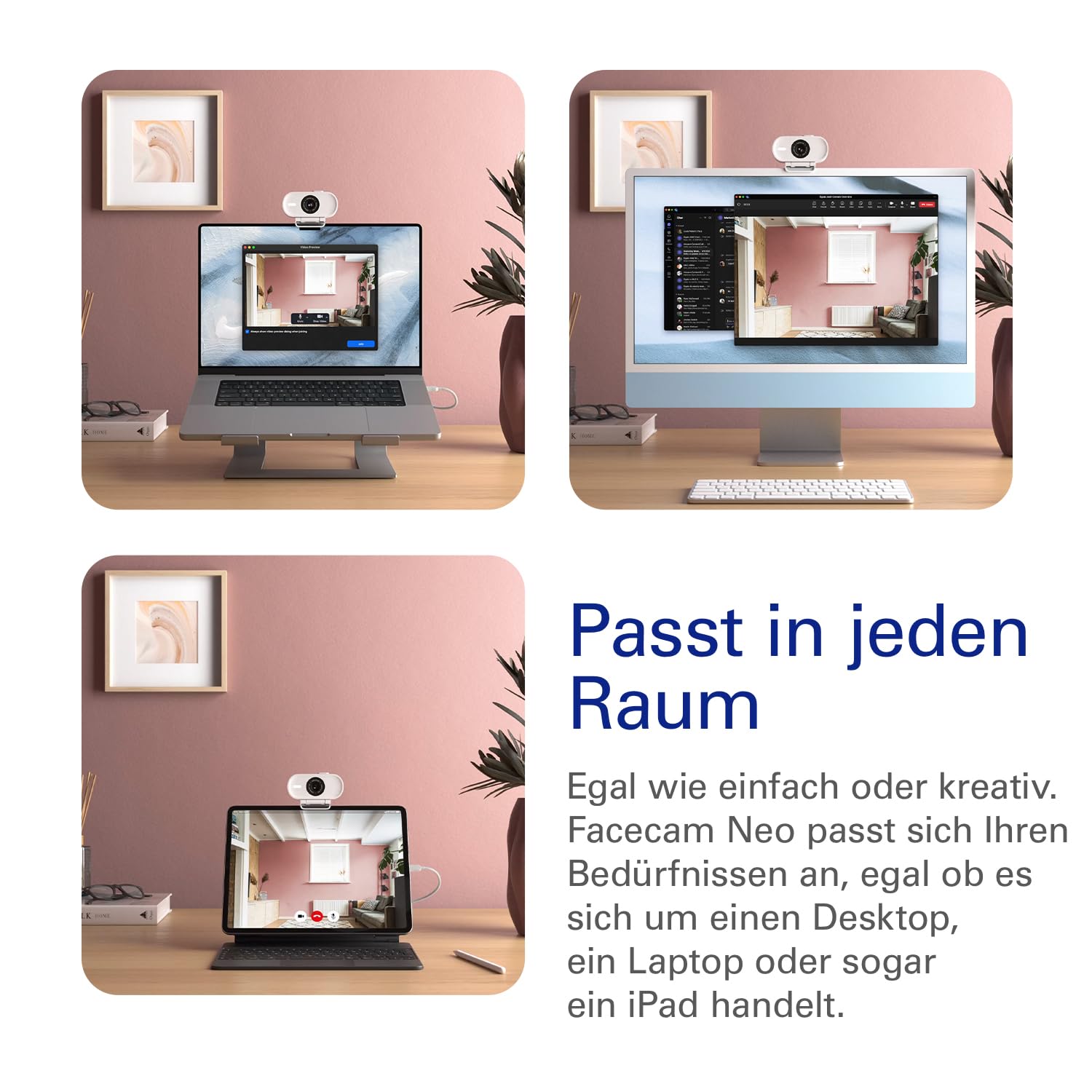 Elgato Facecam Neo Full HD-Webcam mit Sichtschutzkappe, Lichtkorrektur, USB-C, Plug & Play