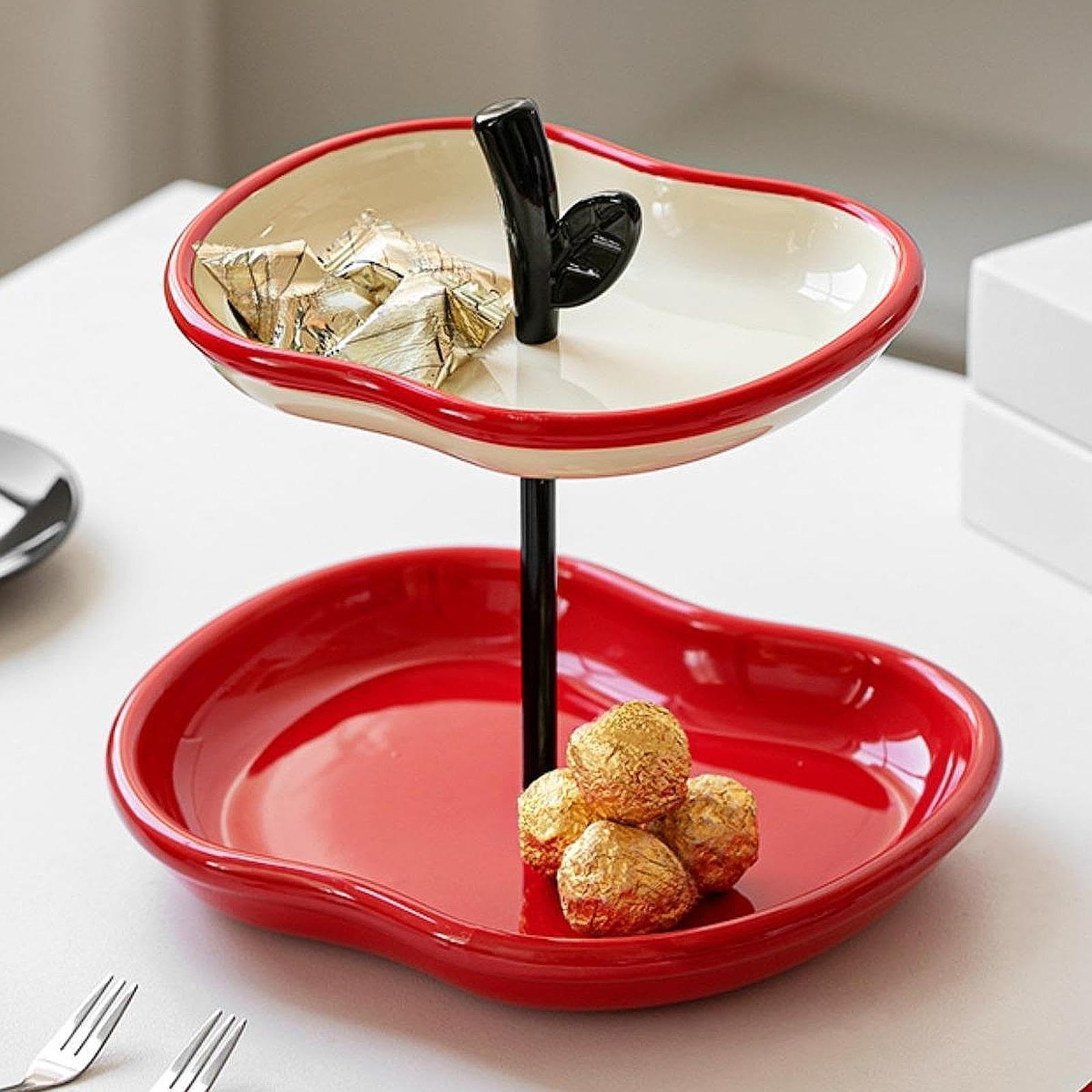 Soporte para Frutas Y Pasteles, Bandeja de Servir, Expositor de Frutas de Cerámica Creativa, Adecuado para La Mesa de Centro de La Cocina Y de