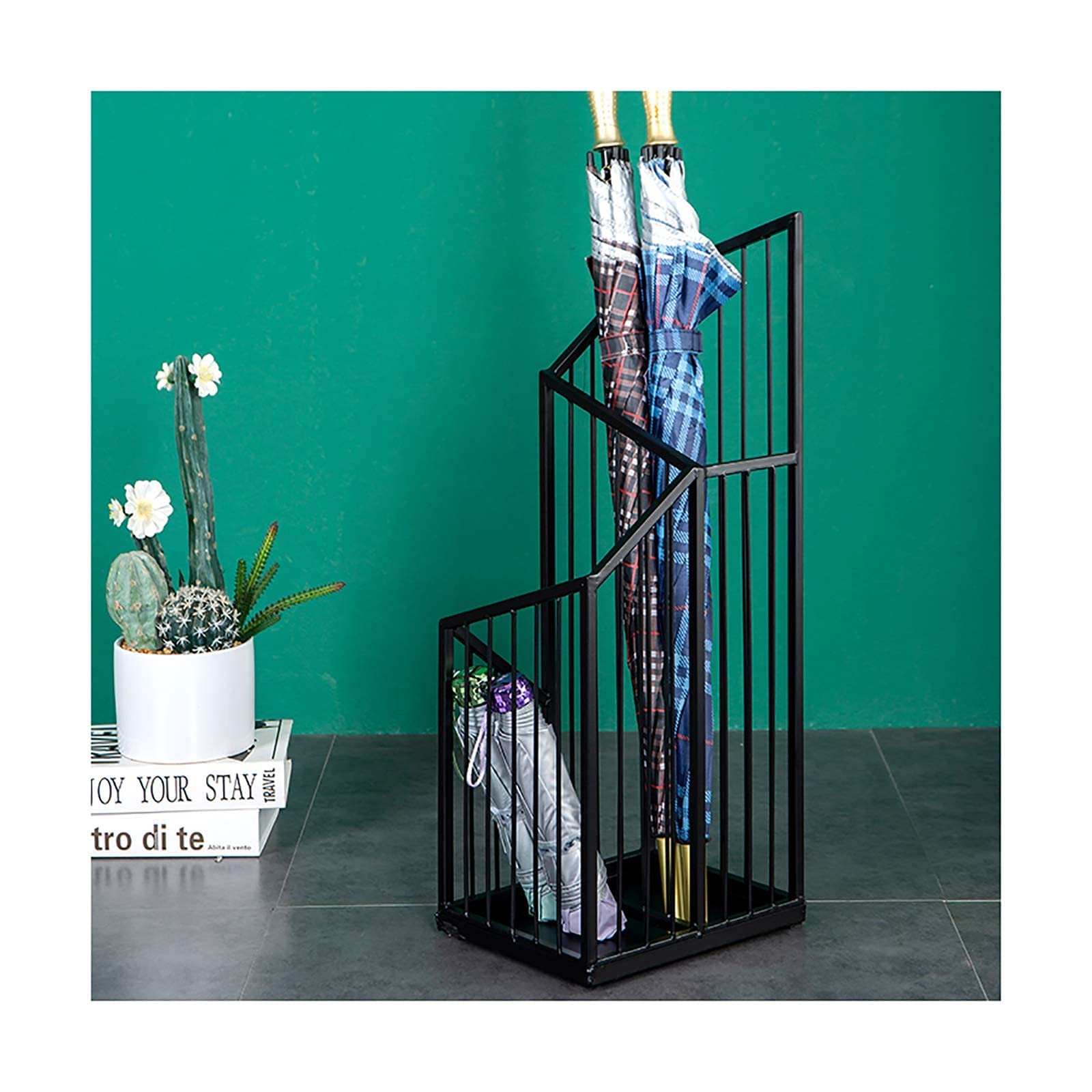 Porte-parapluie ajouré avec bac d'égouttement et trou de drainage