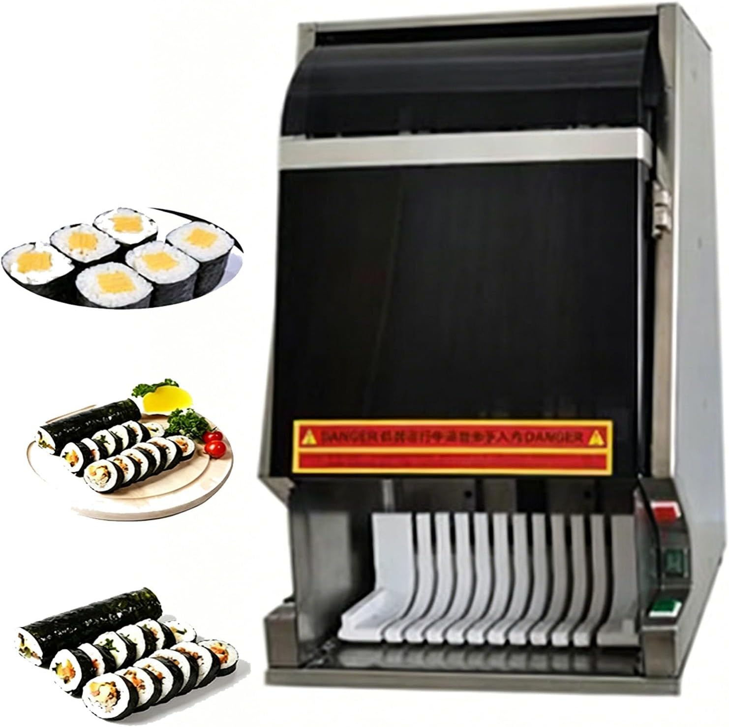Desktop Multifunctional Sushi Roll Cutter,55wElectric Sushi Maker,Durable Stainless Steel Slicing Blade,Even Cut 8/10/12 Pieces,Easy Clean Design for Kitchen DIY and Food Business 10slices