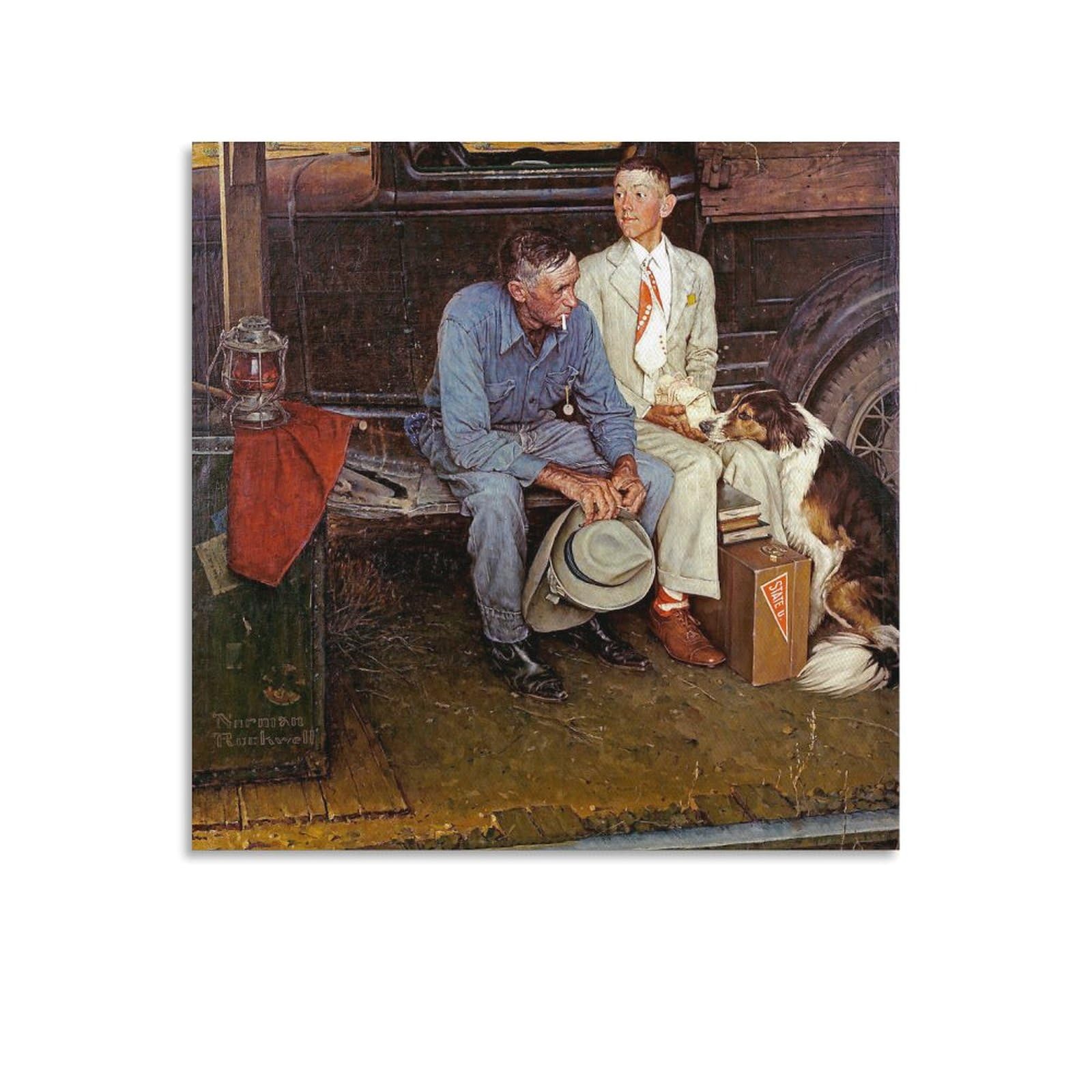 Lzten Style-17 Breaking Home Ties By Norman Posters Rockwell Prints Posters Canvas Wall Art Oil Paintings Deco Unframed 20X20inch