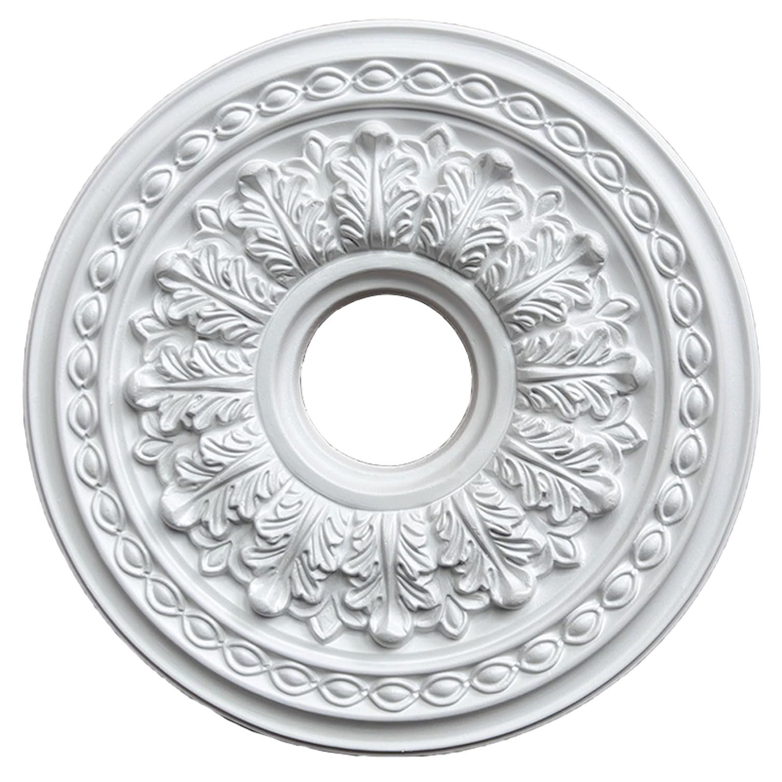 Foelanne White F Round Pu Ceiling Medallion White Lightweight No Drilling 24-60Cm(,34Cm)