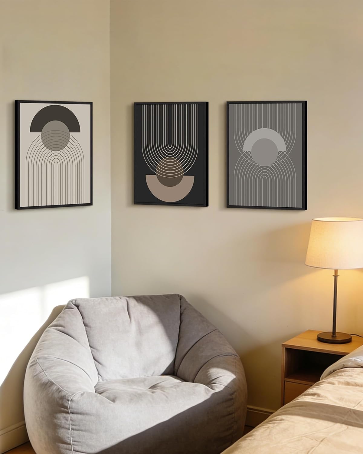 Boho Vintage Line Wall Art Framed Mid Century Bohemain Wall Decor Abstract Modern Artwork Home Office Living Room Prints Ready to Hang 11x14in Black Framed