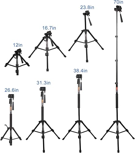Miniatura 4 de Besnfoto - Trípode de 70 pulgadas para cámara/teléfono, monopié de aluminio, ligero, compacto para cabeza de bandeja de viaje, placa QR para cámara