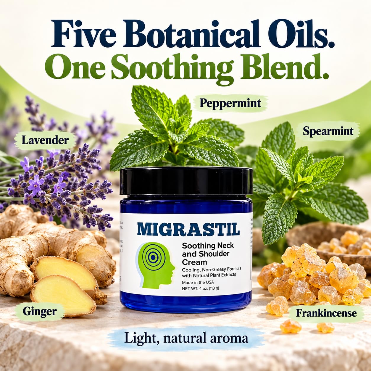 Basic Vigor Migrastil Neck & Shoulder Cream. Cooling Comfort for Migraines, Tech Neck & Tension. (4 oz.) Made in The USA. — Amazon image 4