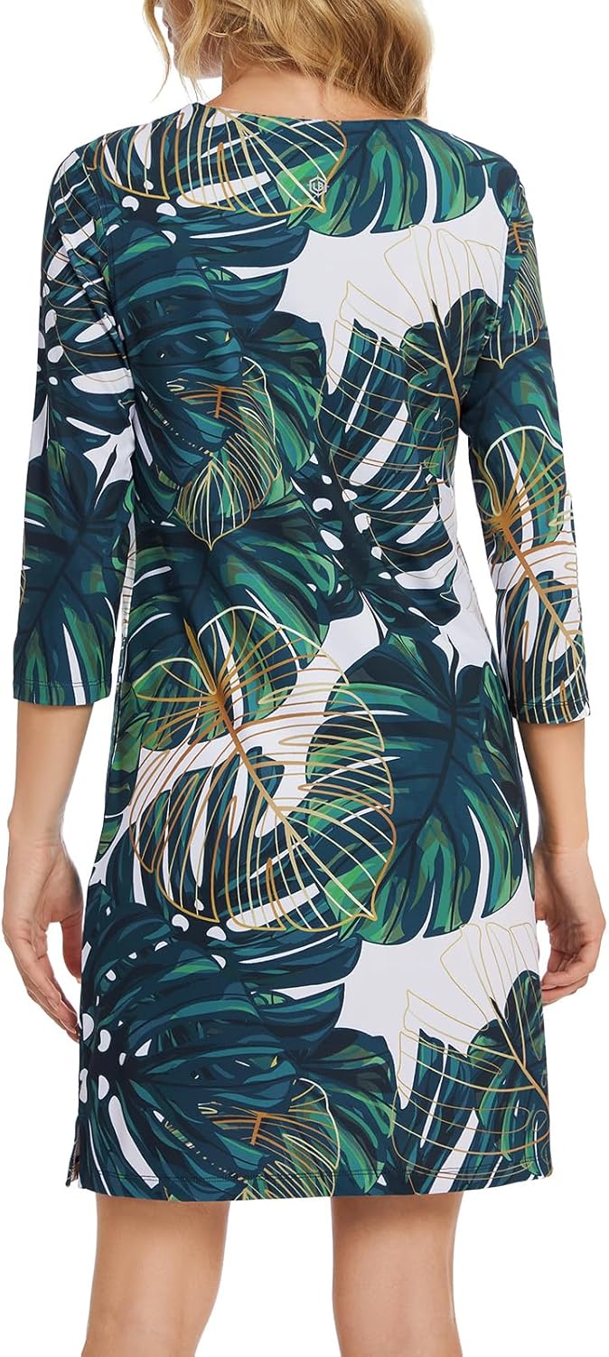 Lightbare Women’s 3/4 Sleeve Dress with Pockets UPF 50+ Casual Sun Dress Breathable Quick Dry for Beach Hiking Outdoors Party - Image 2