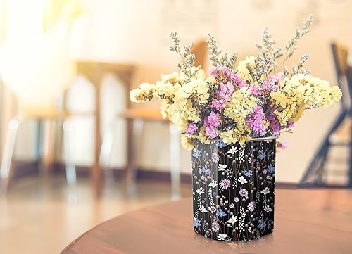 Vista 20 de WAVEYU - Portalápices bonito para escritorio, decoración de escritorio para niñas y mujeres Flor negra