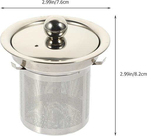 Miniatura 4 de Hemoton 2 piezas de colador de té con tapas, infusor de té de acero inoxidable, filtros de té de repuesto de tetera de metal, colador de malla,