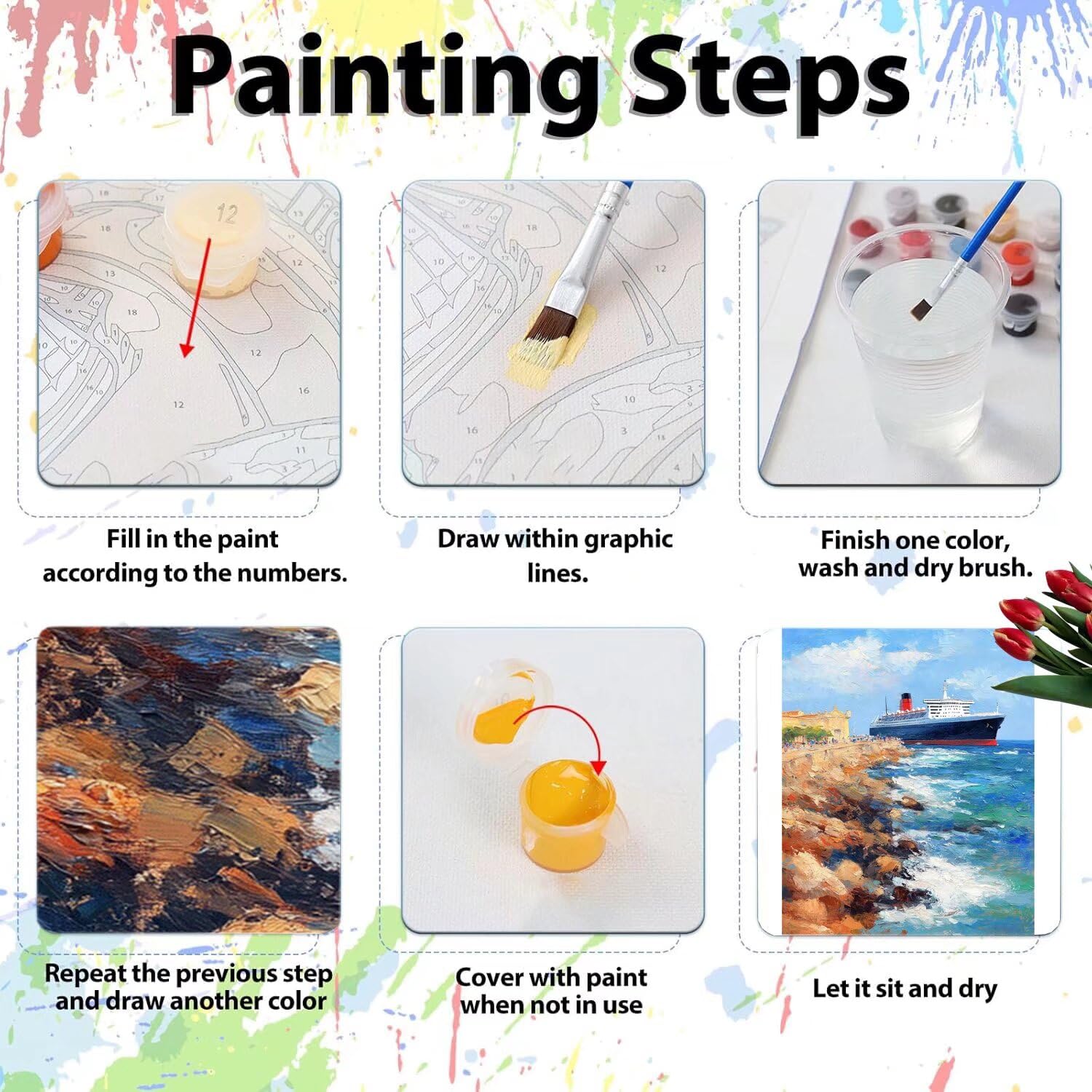 Pintar por Numeros Adultos pintar por numeros niños manualidades niños 10 años, DIY Pintar por Números de Pincel y Pintura acrílica Decoraciones para el Hogar Manualidades, sin Marco 60x80cm C-106