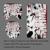 Vista 4 de 4PCS Halloween Shower Curtain Sets with Rugs, Bloody Handprint Shower Curtain, Waterproof Fabric White Shower Curtain, Gothic Spooky Scary Bloody