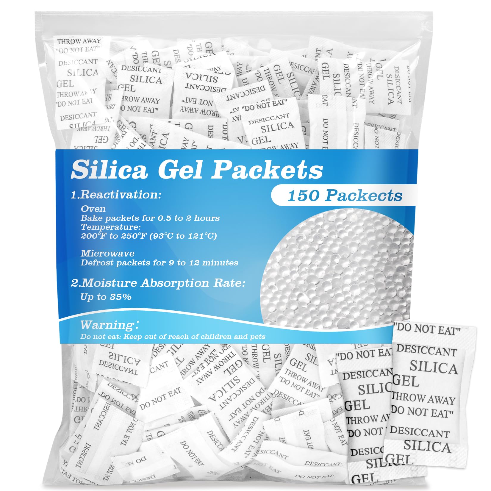 Sukh 100PCS Silica Gel Packets - 2g Desiccant Beads Moisture Absorbers — Amazon image 11